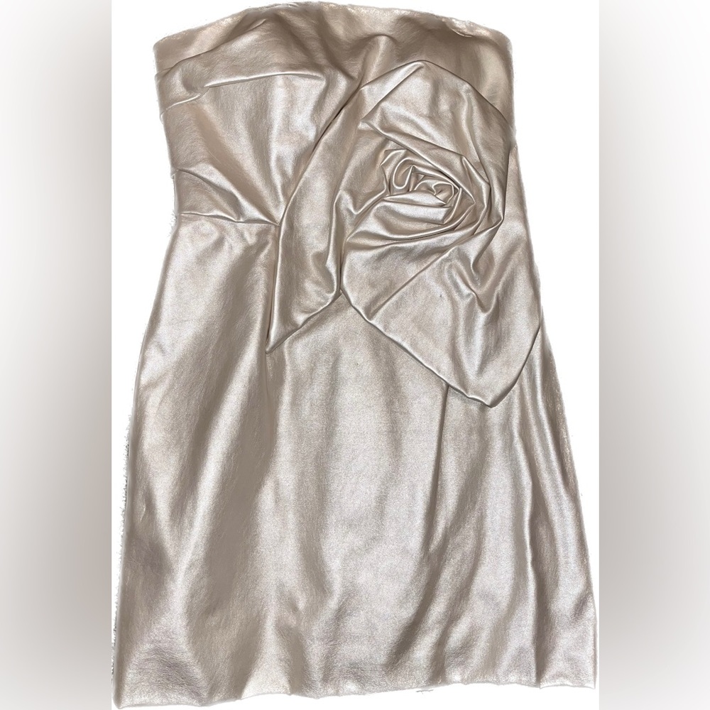 Jovani Mini Dress, Size 6, champagne color, leather